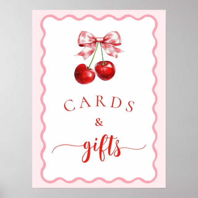 Rosa Coquette Cherry Cards & Gifts Poster (Framsidan)