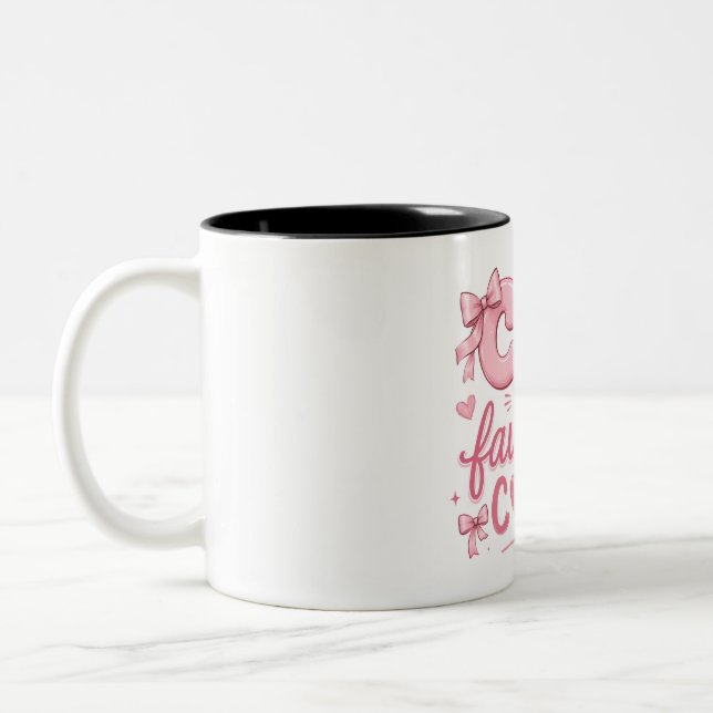 Rosa Coquette Estetisk Kaffemug Två-Tonad Mugg (Vänster)