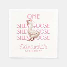 Rosa Coquette Ett Fånig Goose Girl 1 födelsedag Pappersservett