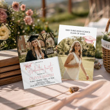 Rosa Coquette-examensinvitation