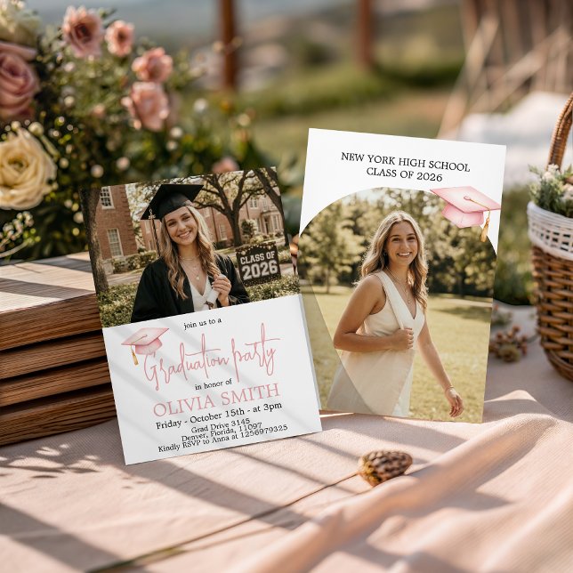 Rosa Coquette-examensinvitation Inbjudningar (Skapare uppladdad)