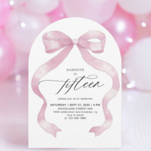 Rosa Coquette Femton femtonde Quinceañera-födelsed Inbjudningar