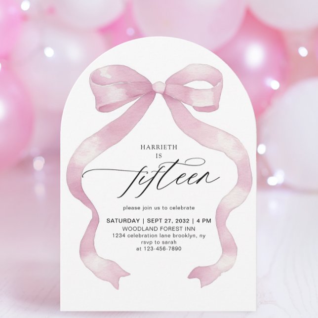 Rosa Coquette Femton femtonde Quinceañera-födelsed Inbjudningar (Skapare uppladdad)