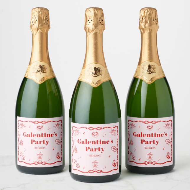 Rosa Coquette Galentine-fest för tjejer (Flaskor)