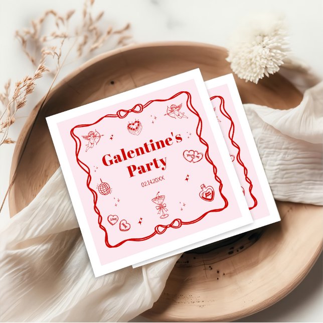Rosa Coquette Galentine-fest för tjejer Pappersservett (Skapare uppladdad)