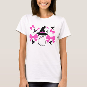Rosa Coquette Ghost med Bows Halloween T Shirt