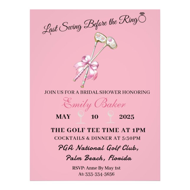 Rosa Coquette Golf "Sista Svängen Innan Ringen" Fototryck (Framsidan)