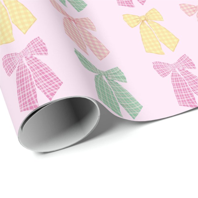  Rosa Coquette Hair Bow Mönster Presentpapper (Rullad Hörn)