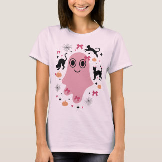 Rosa Coquette Halloween-spöke T Shirt