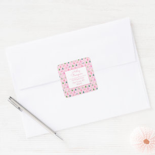 Rosa Coquette Jul Fyrkantigt Klistermärke