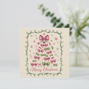 Rosa Coquette Julgran Tjejig Trendig Jul Julkort