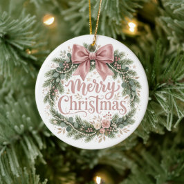 Rosa Coquette Julkrans | Pinkmas Julgransprydnad Keramik