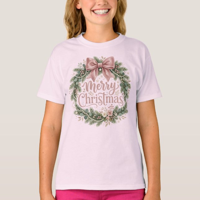 Rosa Coquette Julkrans | Pinkmas T Shirt (Framsida)