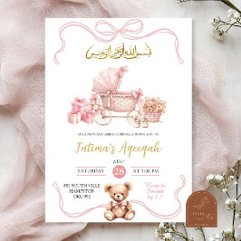 Rosa Coquette Körning Islamisk Flicka Barnkalas Inbjudningar