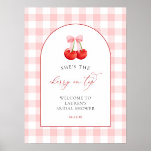 Rosa Coquette Körsbär På Toppen Baby Shower Välkom Poster