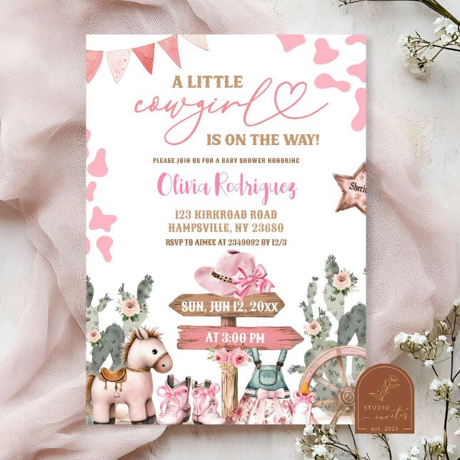 Rosa Coquette Little Cowgirl Baby Shower Inbjudningar (Skapare uppladdad)