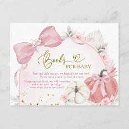 Rosa Coquette Pumpkin Baby Shower Bokar för Baby Inbjudan Vykort