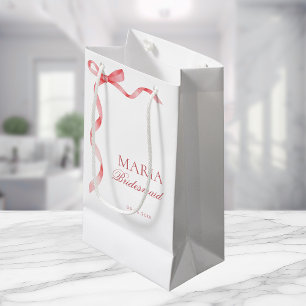 Rosa Coquette Ribbon Bow Möhippa Bridesmaid