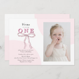 Rosa Coquette-smycke Foto 1-års födelsedag Inbjudningar