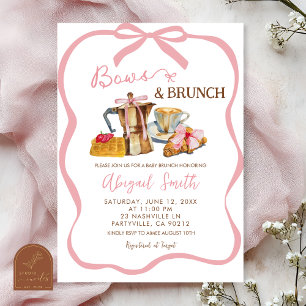 Rosa coquette-smycken och brunch baby shower inbjudningar