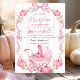 Rosa Coquette Stuga Höst Pumpa Bebis Shower Inbjudningar