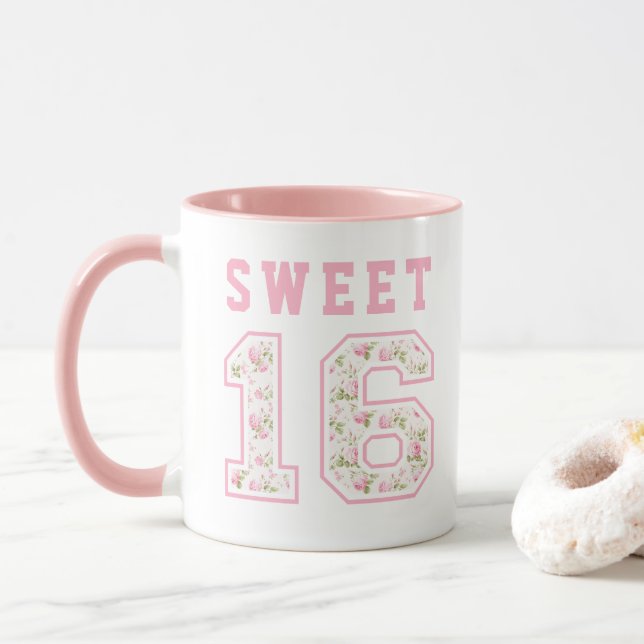 Rosa Coquette Sweet 16 Universiteten Mugg (Med munk)