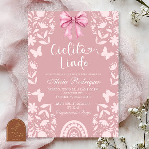 Rosa Coquette Talavera Cielito Lindo Baby Shower Inbjudningar