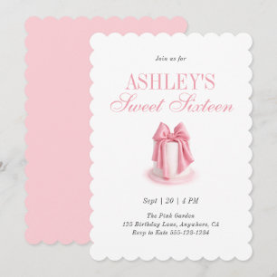 Rosa Coquette Tårta Elegant Sweet Sixteen Födelsed Inbjudningar