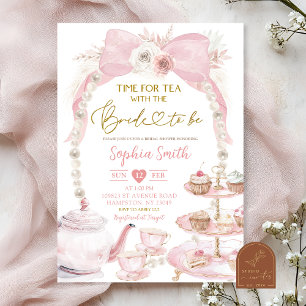 Rosa Coquette-tid för att Tea Bride ska Inbjudningar