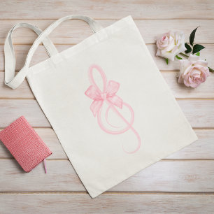 Rosa Coquette Treble Clef Music Bow Tygkasse