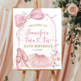 Rosa Coquette Två-tu Söt Ballerina Födelsedag Poster