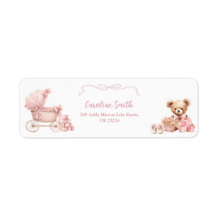 Rosa Coquette Vagn Bebis Badrums Adressetikett Returadress Etikett