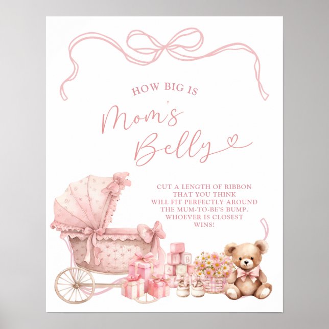 Rosa Coquette Vagn Hur Stor Är Mamma Mage Skylt (Framsidan)