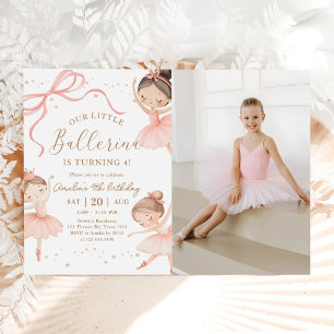 Rosa Coquette Vår lilla ballerina födelsedagsfoto Inbjudningar