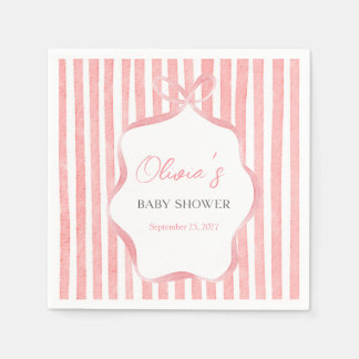 Rosa Coquette Whimsical Band Båge Bebis Shower Pappersservett