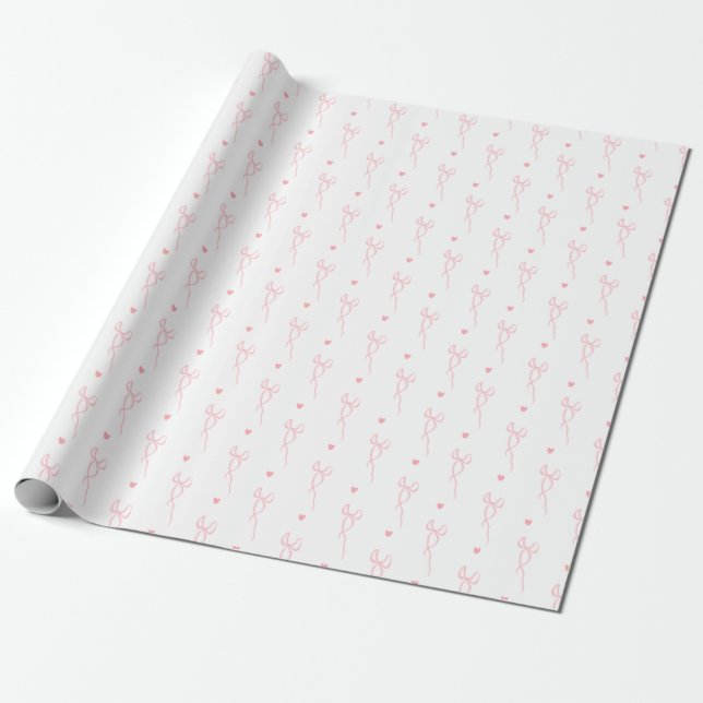 Rosa Coquette Wrapping Papper Presentpapper (Utrullad)