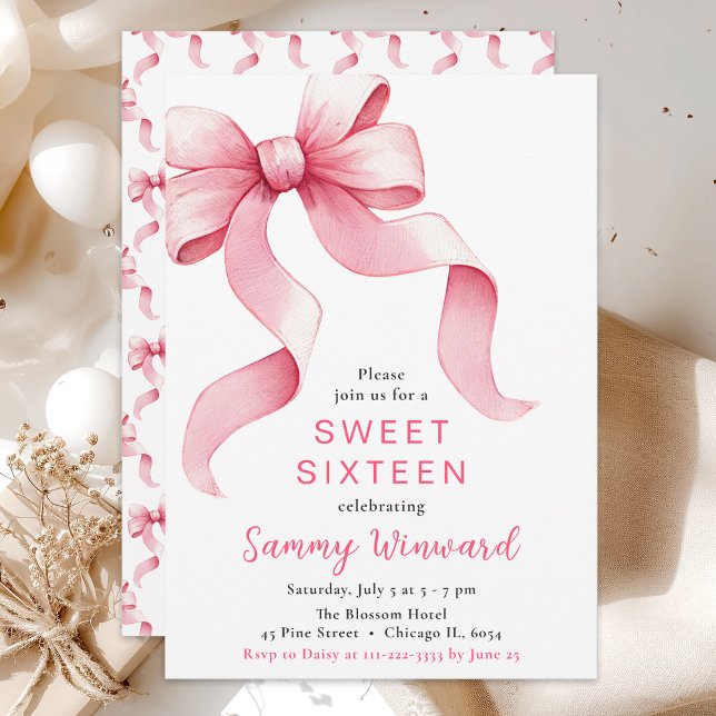Rosa Coquettebåge Sweet Sixteen Inbjudningar (Skapare uppladdad)