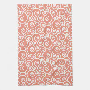 Rosa Coral Abstrakt Swirly Seashell Mönster Kökshandduk