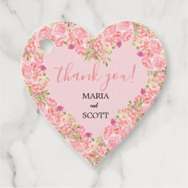 Rosa Coral Blommigt Heart Bröllop Gåvor Etiketter