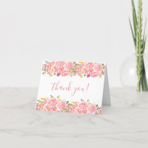 Rosa Coral Blommigt Ro Vikt tackkort