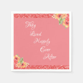 Rosa Coral Blommigt Söt  Pappersservett