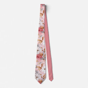 Rosa Coral Blommigt Watercolor Botanical Neck Tie Slips