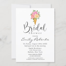 Rosa Coral Gult Ice Cream Cone Möhippa in Inbjudningar