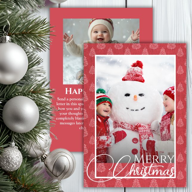 Rosa Coral Julgran Helgdag Photo Julkort (Pink Coral Christmas Tree Holiday Photo)