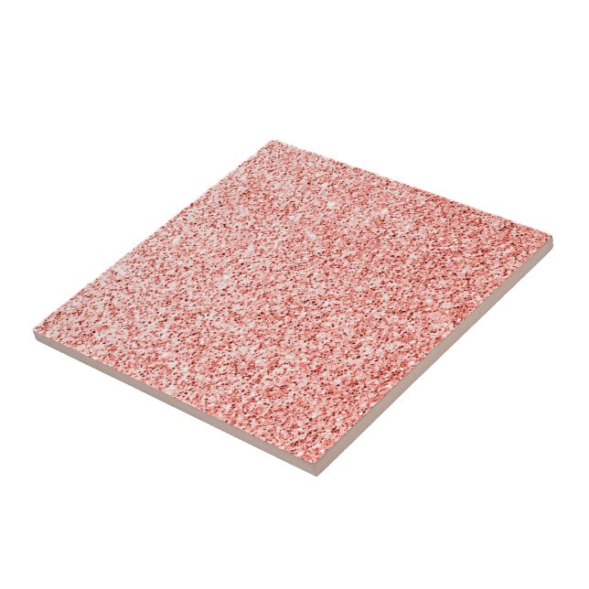 Rosa coral light pastel sparkles glitter bling kakelplatta (Sidan)