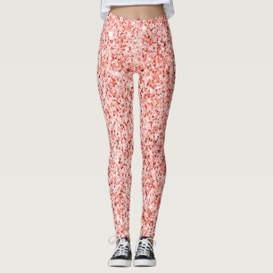 Rosa coral light pastel sparkles glitter bling leggings