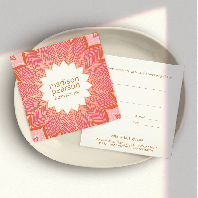 Rosa Coral Lotus Mandala Flower Gift Certificate (Skapare uppladdad)