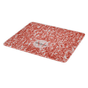 Rosa coral mörk glitter sparkles Monogram