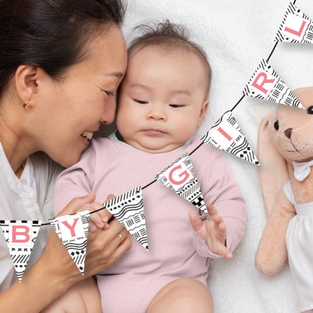 Rosa Coral Native Abstrakt Aztec Boho Flicka Vimplar (Skapare uppladdad)