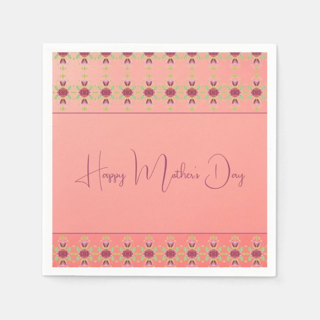 Rosa Coral och Burgundy Pappersservett (Framsidan)